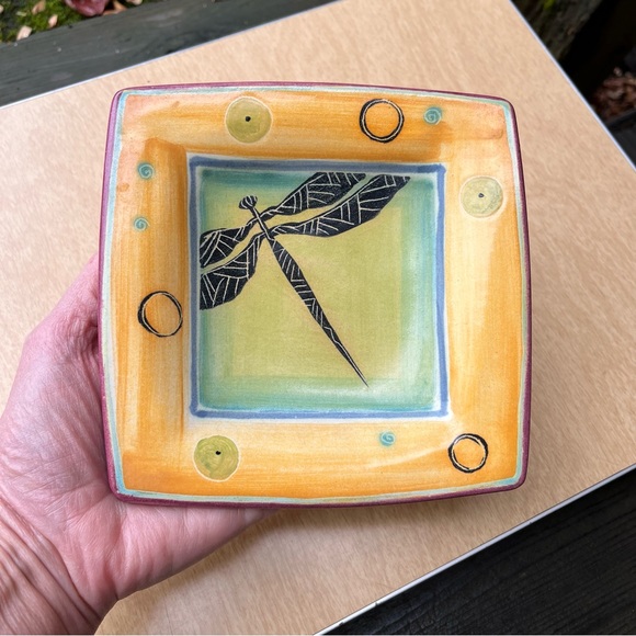 T.S. Post California American Studio Art Pottery Signed Ceramic Dragonfly Dish - Picture 12 of 15
